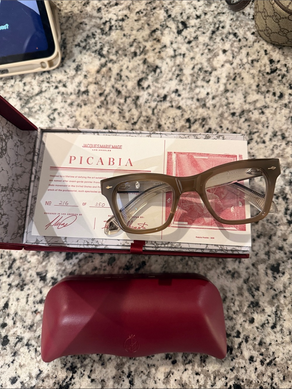 Picabia Translucent Brown Square Acetate Glasses